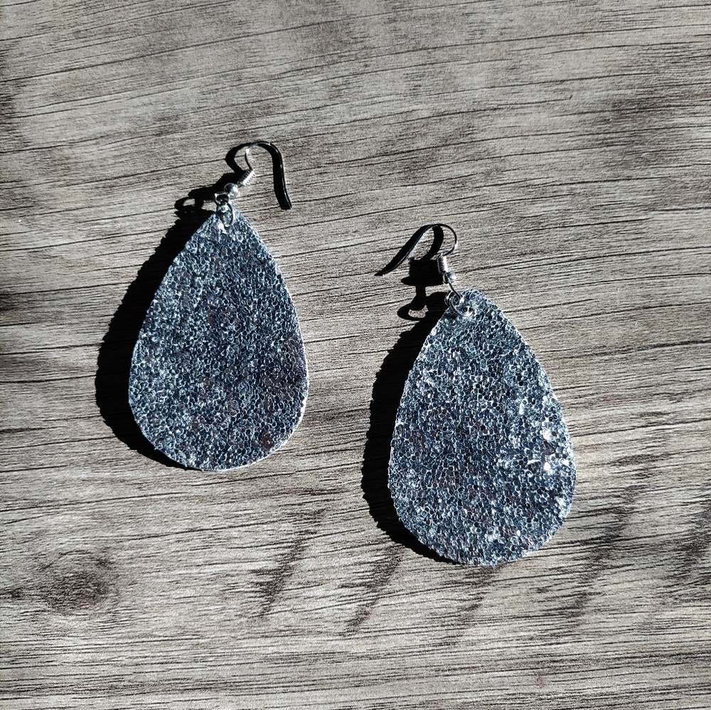 NWT Glittery Faux Leather Earrings